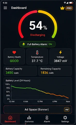 FULL BATTERY & THEFT ALARM dashboard