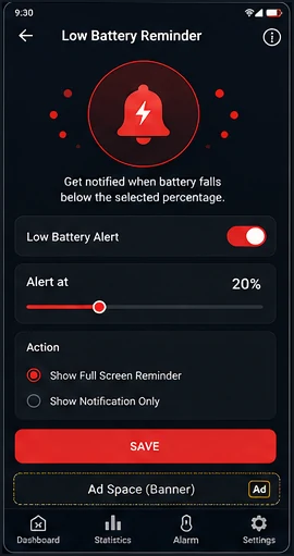 FULL BATTERY & THEFT ALARM — Low battery reminder