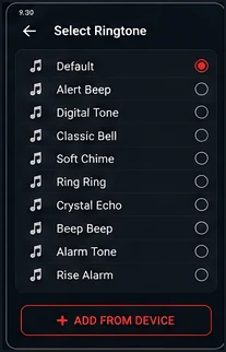 FULL BATTERY & THEFT ALARM — Ringtone selection